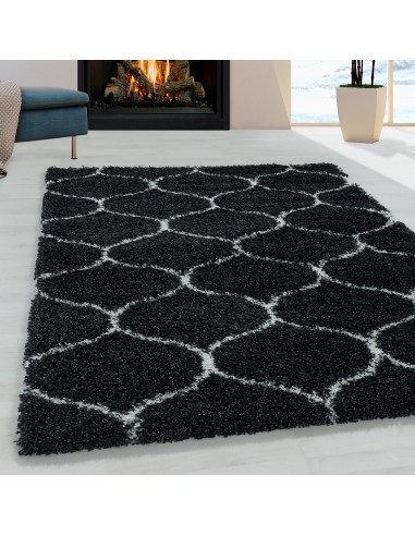 Tapis à poils longs et motifs Alhambra - Noir et Blanc acheter en ligne