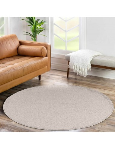 Tapis Uni Rond à poils courts - Crème livraison gratuite