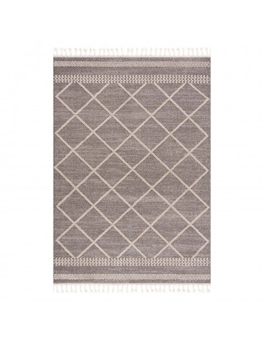 Tapis géométrique à franges tressées - Beige et Crème france