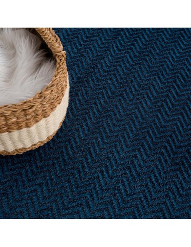 Tapis uni à relief chevrons - Bleu le des métaux précieux