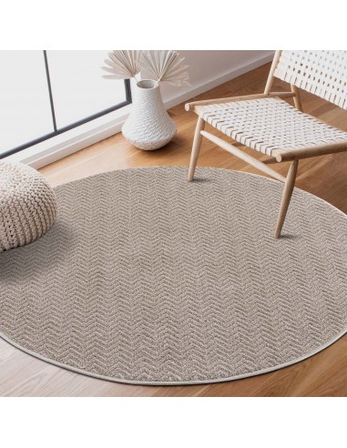 Tapis Rond uni à relief chevrons - Beige Le MVP de beaucoup