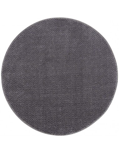 Tapis Rond uni à relief chevrons - Gris de l' environnement