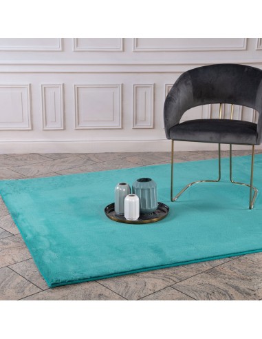 Tapis de Fourrure Velours - BleuVert pas cher