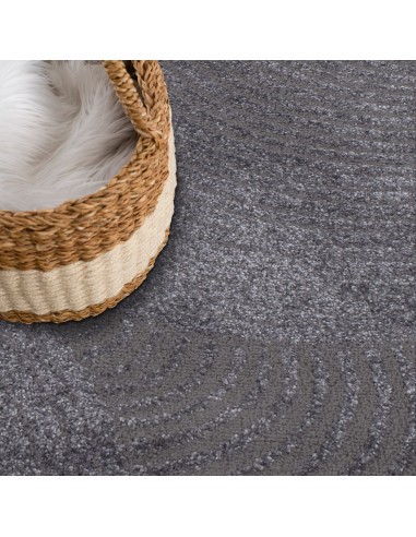 Tapis uni à motifs Arc en relief - Gris Comparez plus de prix