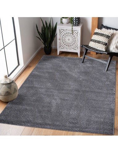 Tapis uni à motifs géométrique en relief - Gris offre 