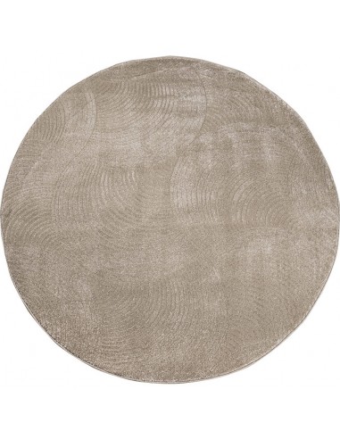 Tapis Rond uni à motifs Arc en relief - Beige outlet