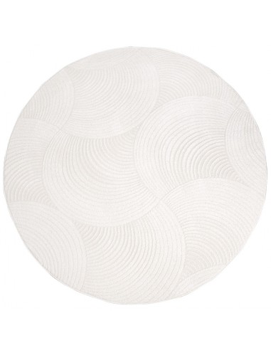 Tapis Rond uni à motifs Arc en relief - Crème Paris Déstockage Promo