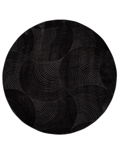 Tapis Rond uni à motifs Arc en relief - Anthracite de votre