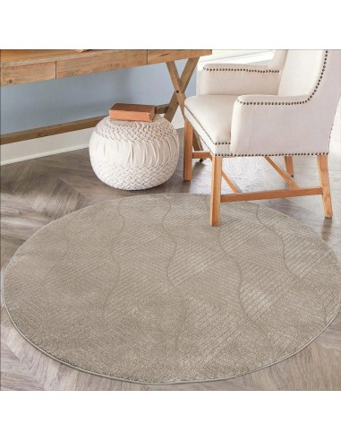 Tapis Rond à motifs géométriques en relief - Beige Amélioration de cerveau avec