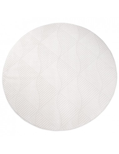 Tapis Rond à motifs géométriques en relief - Crème outlet