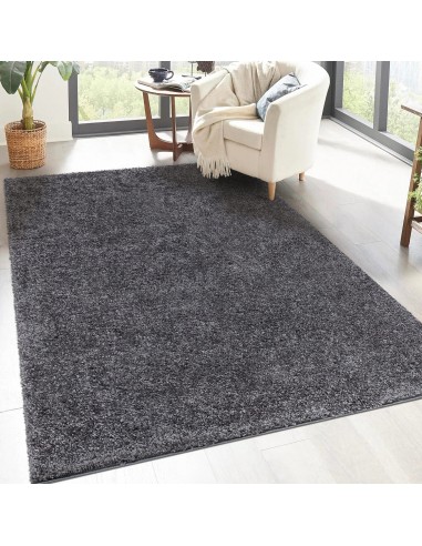 Tapis à Poils Longs SOFTY - Gris foncé pas cher