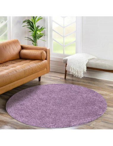 Tapis à Poils Longs Rond SOFTY - Violet de Parme solde