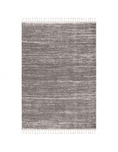 Tapis moelleux chiné à franges tressées - Gris À commander