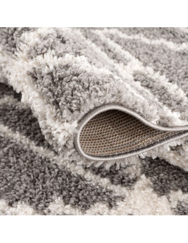 Tapis moelleux à franges tressées Rust - Gris online