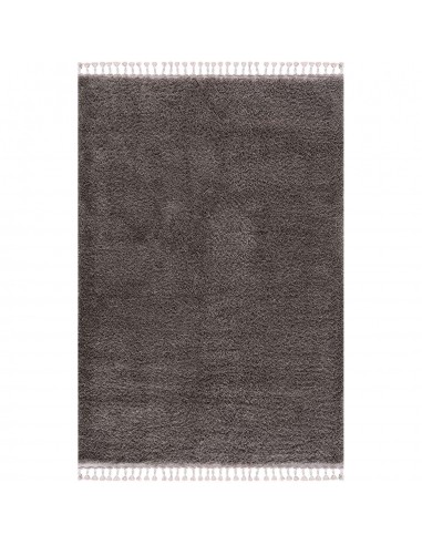 Tapis moelleux à franges tressées - Gris de votre