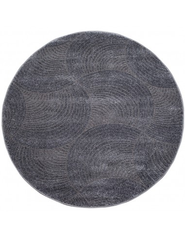 Tapis Rond uni à motifs Arc en relief - Gris 2024