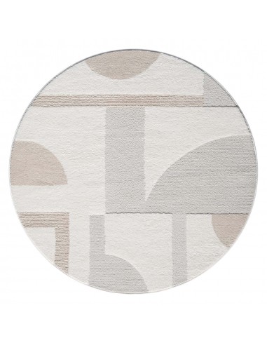 Tapis JAPAN Rond à motifs 3D en relief - Crème Pour