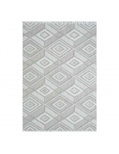 Tapis Sisal Bouclé à relief CUBE - Gris basket pas cher