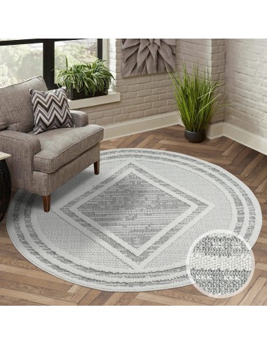 Tapis Rond Sisal Bouclé à relief OSAL - Gris et Ecru france