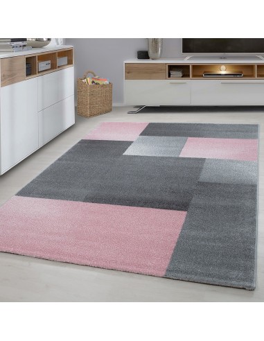 Tapis Géométrique effet pastel - Rose et Gris 2023