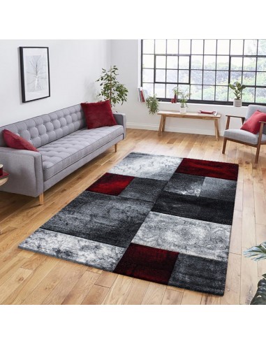 Tapis Géométrique effet vieilli - Gris et Rouge 50-70% off 