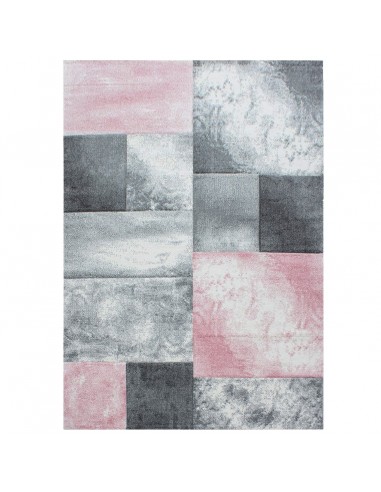 Tapis Géométrique effet vieilli - Gris et Rose les ctes