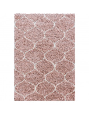 Tapis à poils longs et motifs Alhambra - Rose et Blanc livraison gratuite