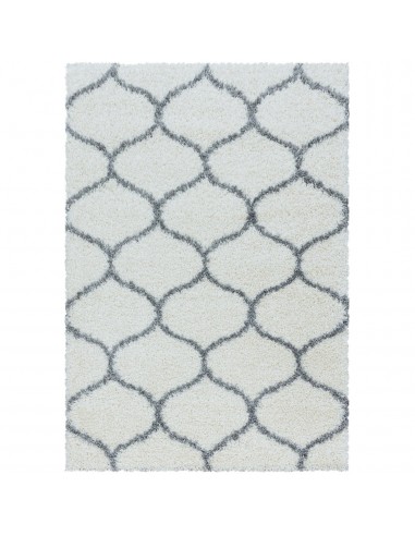 Tapis à poils longs et motifs Alhambra - Blanc et Gris à prix réduit toute l'année