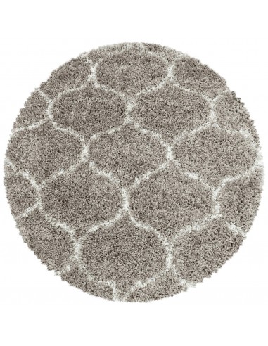 Tapis Rond à poils longs et motifs Alhambra - Beige et Blanc Les êtres humains sont 